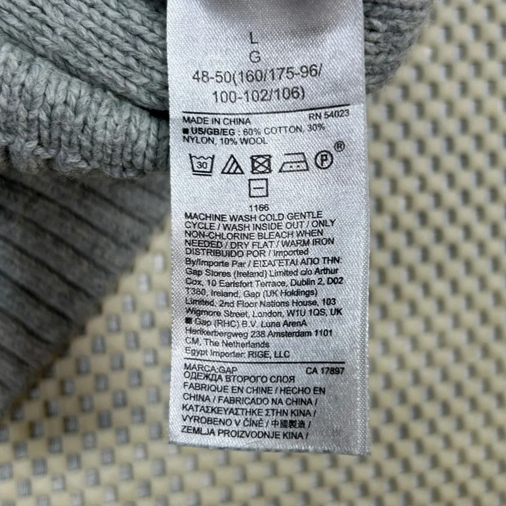 GAP Cable Knit Mock Neck Sweater‎ Pullover Gray Cotton Blend Womens Large